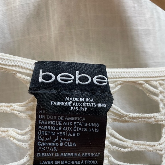 BEBE White Gold Flecked Fishnet coverup dress size small - Picture 4 of 15